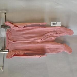 Pink Baby Sleepwear Footed Onesie with Ruffle Sleeves - Newborn